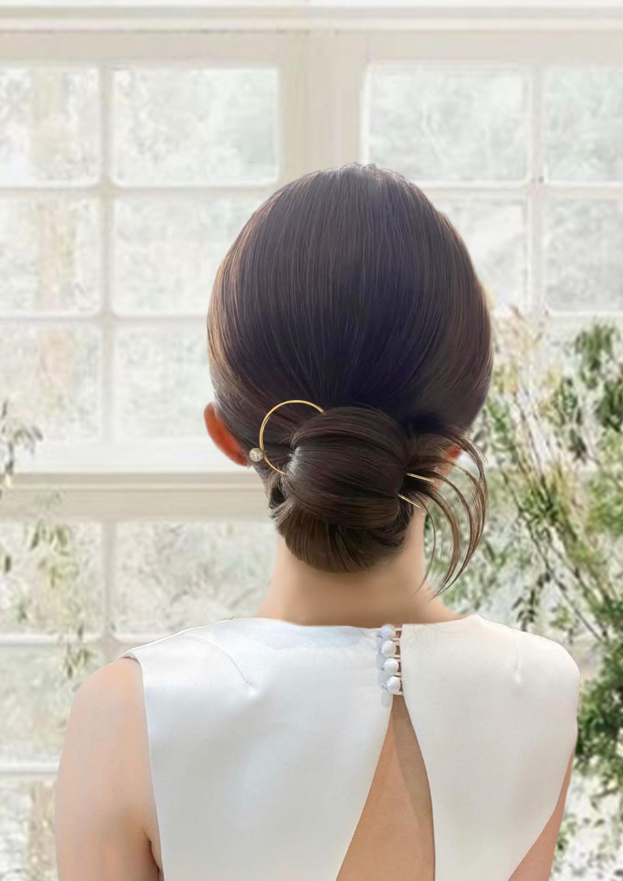 ◎淡水パールのゴールドヘアピン